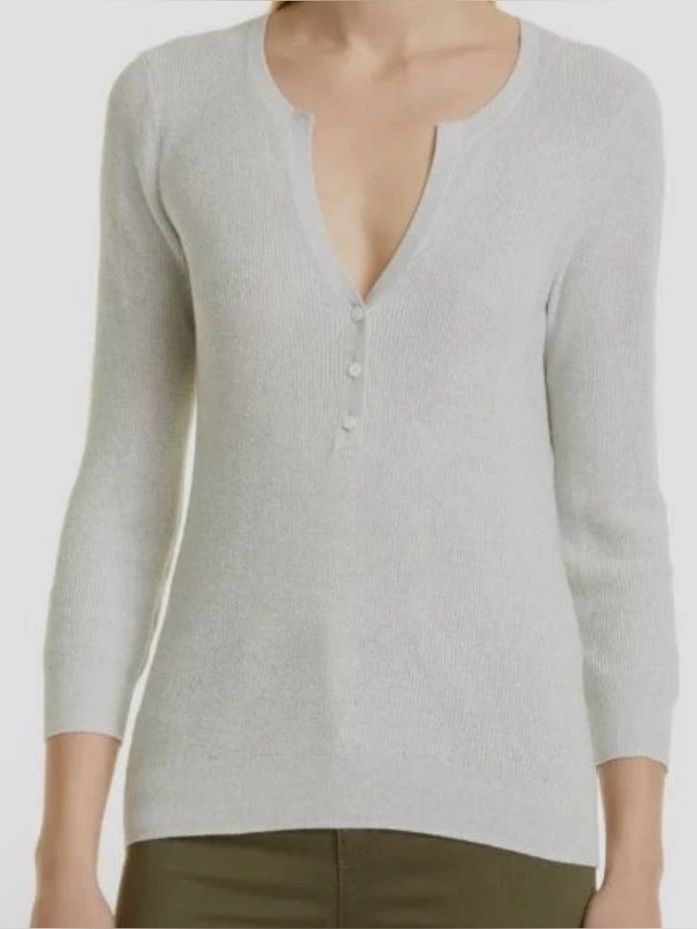L'Agence Women's Gray Kim Henley Pullover Long-Sleeve V-Neck Sweater Size Small
